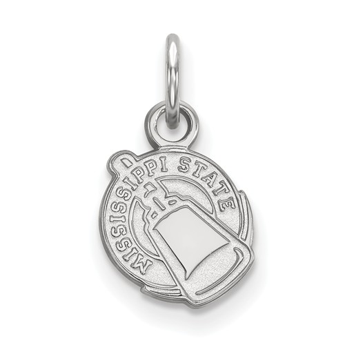 Mississippi State University Cowbell Charm 3/8in 14k White Gold
