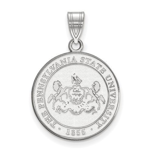 Sterling Silver 3/4in Penn State University Crest Disc Pendant