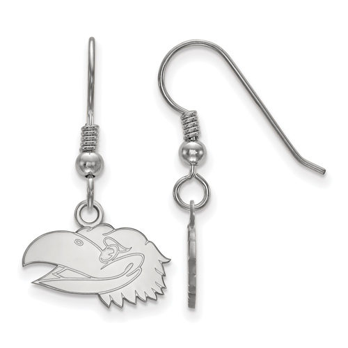 Sterling Silver University of Kansas XS Jayhawks Face Dangle Earrings
