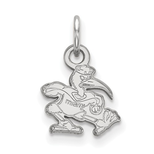 14kt White Gold 3/8in University of Miami Ibis Logo Pendant
