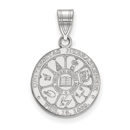 Sterling Silver 5/8in University of Nebraska Crest Pendant