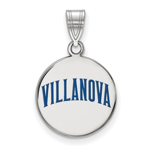 Villanova University Enamel Disc Pendant 5/8in Sterling Silver