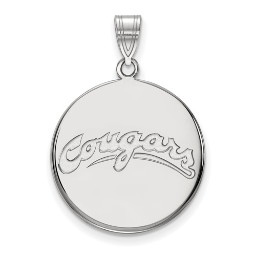 14kt White Gold 3/4in Washington State University  Cougars Disc Pendant