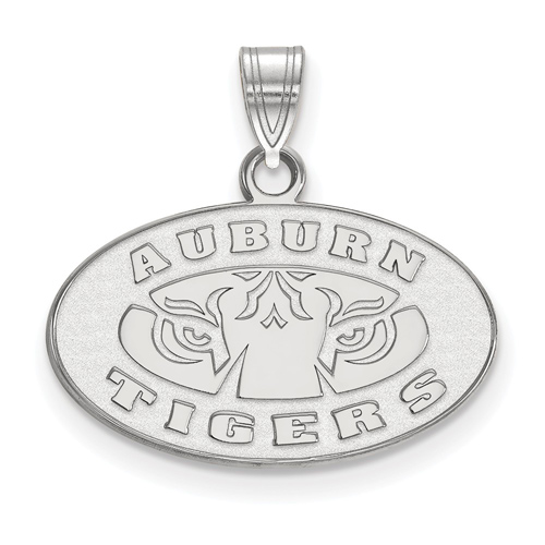 Sterling Silver 1/2in Auburn University Tigers Oval Pendant