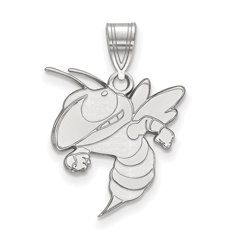 14k White Gold Georgia Tech Buzz Pendant 3/4in