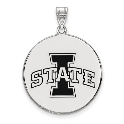 Iowa State University Round Enamel Pendant 3/4in Sterling Silver