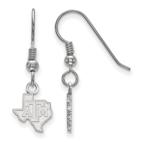 Silver Texas A&M University State Outline Extra Small Dangle Earrings