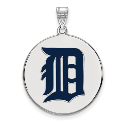 Sterling Silver 1in Detroit Tigers Enamel Disc Pendant