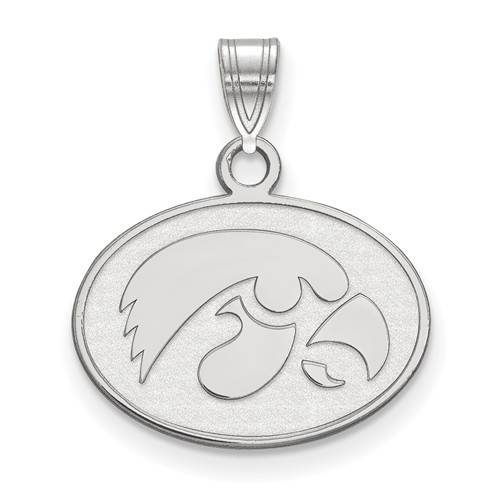 University of Iowa Oval Pendant 1/2in 14k White Gold