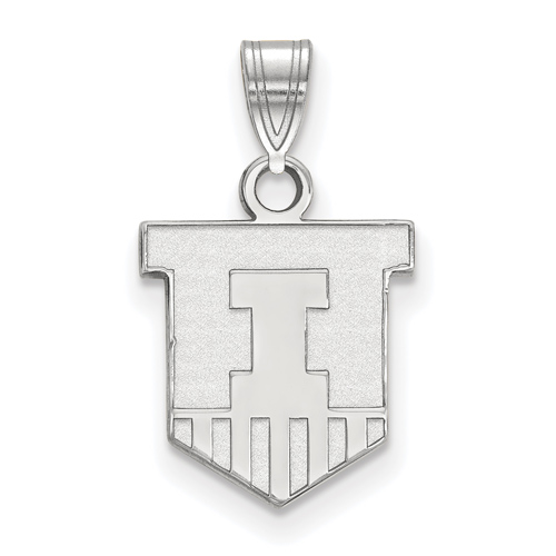 Sterling Silver 1/2in University of Illinois Victory Badge Pendant
