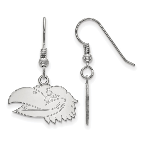 University of Kansas Jayhawk Dangle Earrings Small Sterling Silver