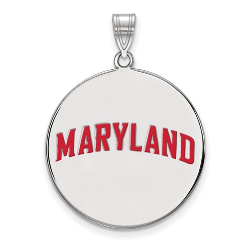Sterling Silver 1in MARYLAND Round Enamel Pendant