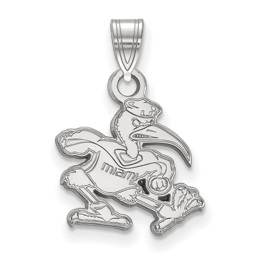 10kt White Gold 1/2in University of Miami Ibis Pendant