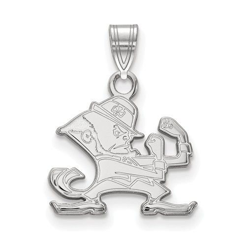 14k White Gold 5/8in University of Notre Dame Leprechaun Pendant