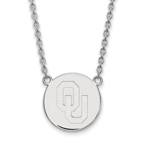 Sterling Silver University of Oklahoma Logo Pendant with 18in Chain