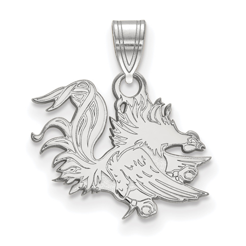 Sterling Silver 1/2in University of South Carolina Gamecock Pendant