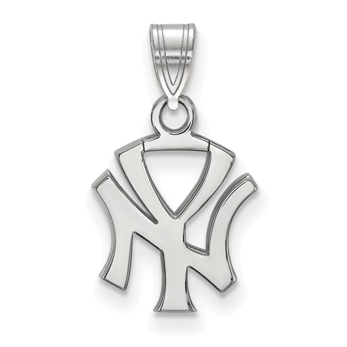 14kt White Gold 1/2in New York Yankees Jersey Logo Pendant