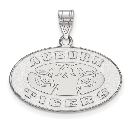 Sterling Silver 5/8in Auburn University Oval Pendant