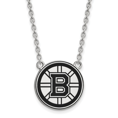 Sterling Silver Boston Bruins B Enamel Necklace