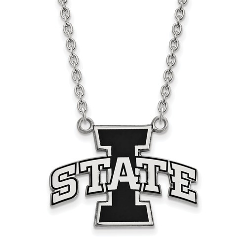 Iowa State University Enamel Necklace 3/4in Sterling Silver