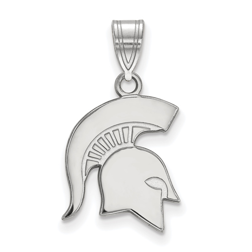 Sterling Silver 5/8in Michigan State University Spartan Helmet Pendant