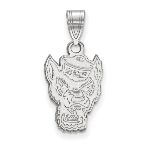 Sterling Silver 5/8in North Carolina State University Mr. Wuf Pendant