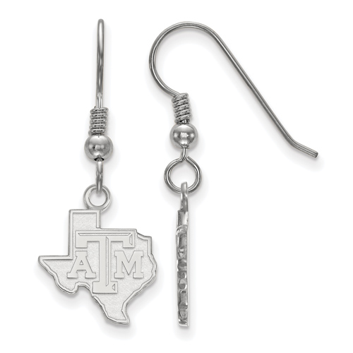 Silver Texas A&M University State Outline Dangle Wire Earrings