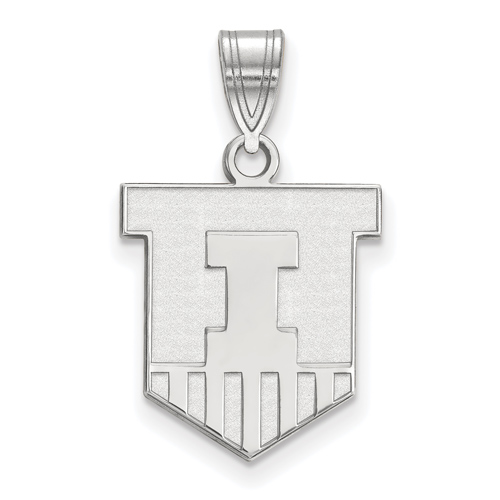 14kt White Gold 5/8in University of Illinois Victory Badge Pendant