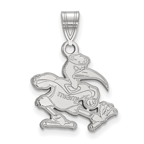 14kt White Gold 5/8in University of Miami Ibis Logo Pendant