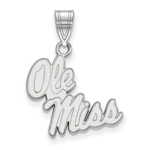 10k White Gold 5/8in University of Mississippi Ole Miss Pendant
