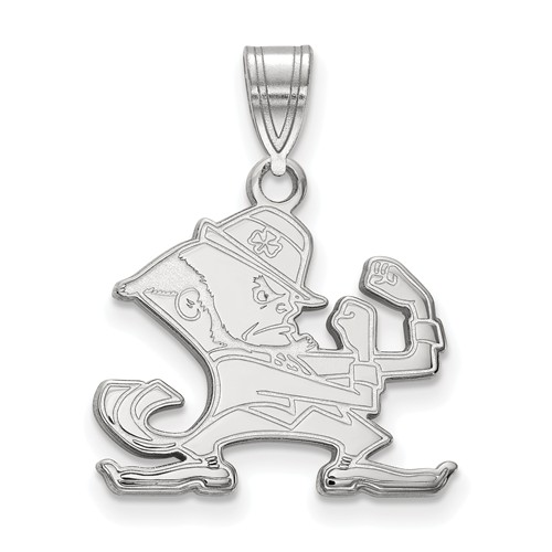 14k White Gold 3/4in University of Notre Dame Leprechaun Pendant