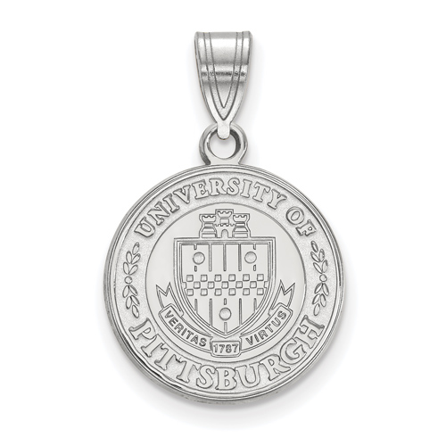 Sterling Silver 5/8in University of Pittsburgh Crest Pendant
