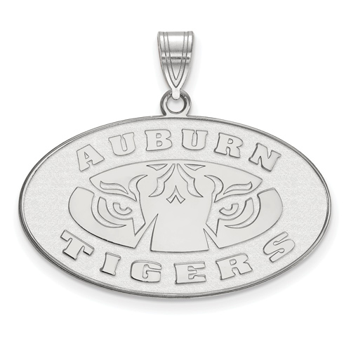 14kt White Gold 3/4in Auburn University Tigers Oval Pendant