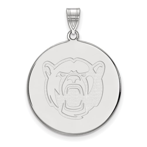 14k White Gold 1in Baylor University Bear Head Round Pendant