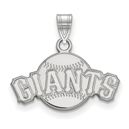 10kt White Gold 1/2in San Francisco Giants Arched Baseball Pendant