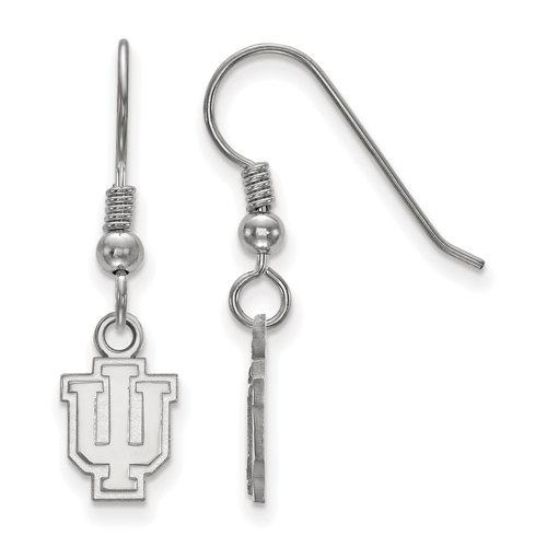 Silver Indiana University Extra Small Outline Logo Dangle Earrings