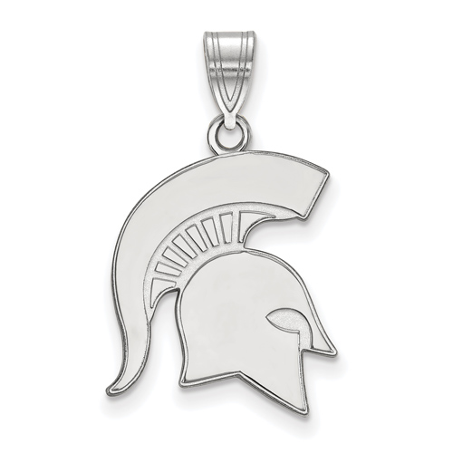 14kt White Gold 3/4in Michigan State University Spartan Helmet Pendant