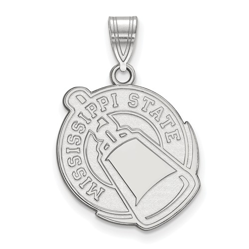 Mississippi State University Cowbell Pendant 3/4in 14k White Gold