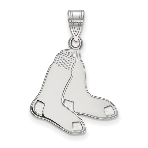 Sterling Silver 3/4in Boston Red Sox Socks Logo Pendant