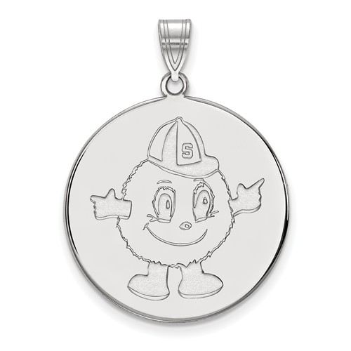 Syracuse University Otto the Orange Disc Pendant 1in Sterling Silver