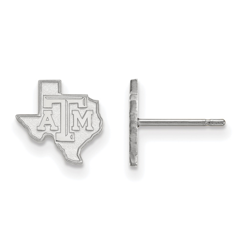 14k White Gold Texas A&M University Extra Small State Outline Earrings