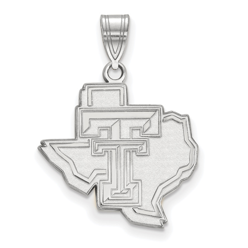 Sterling Silver 3/4in Texas Tech University State Map Pendant