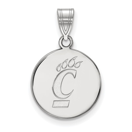 14k White Gold 5/8in University Of Cincinnati Round Pendant