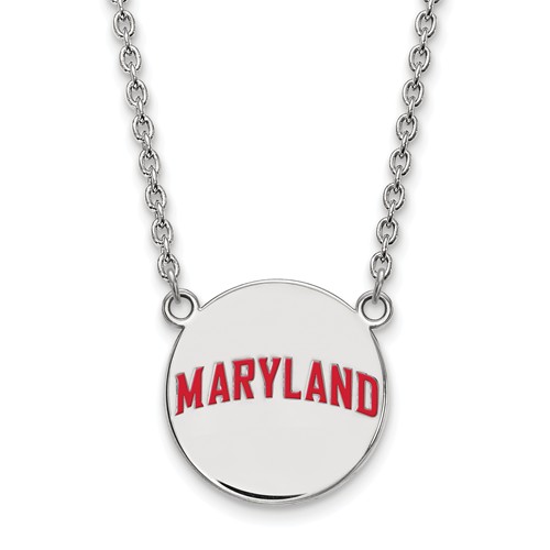 Round MARYLAND Red Enamel Pendant Necklace Sterling Silver