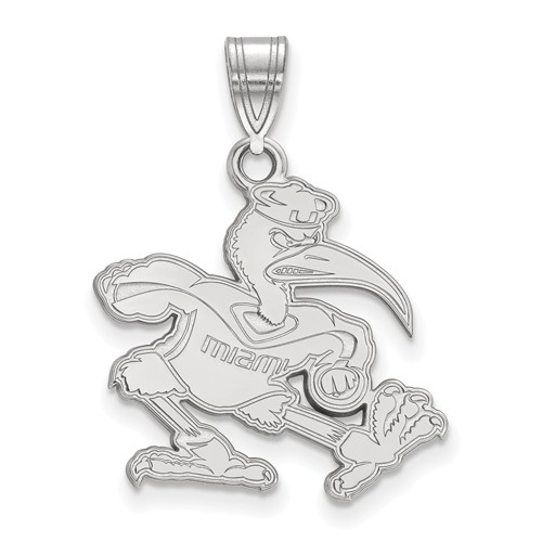 14kt White Gold 3/4in University of Miami Ibis Pendant
