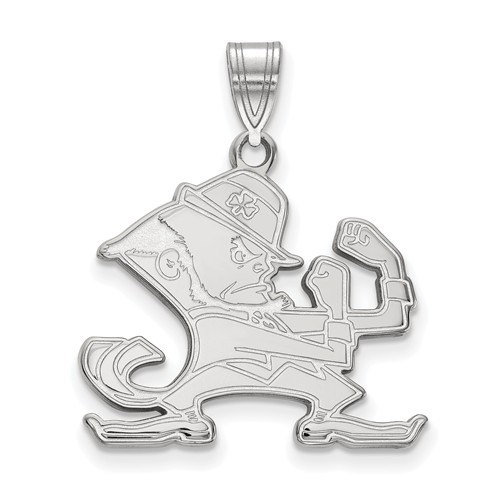 14k White Gold 7/8in University of Notre Dame Leprechaun Pendant