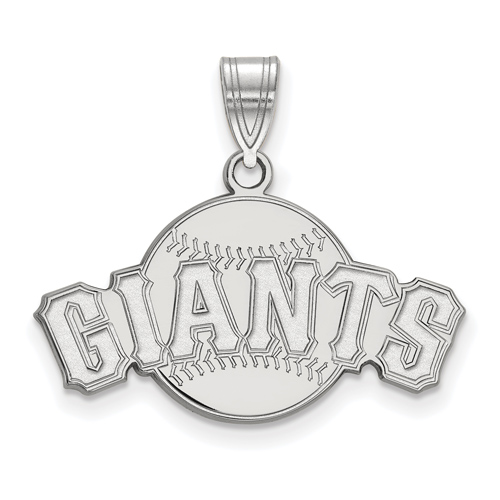 10kt White Gold 1/4in San Francisco Giants Arched Baseball Pendant