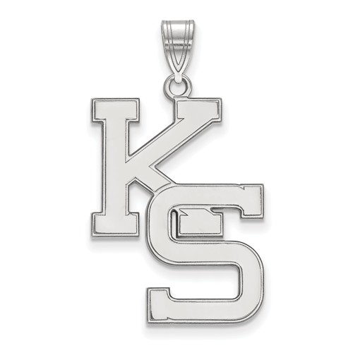 14k White Gold 1in Kansas State University KS Pendant