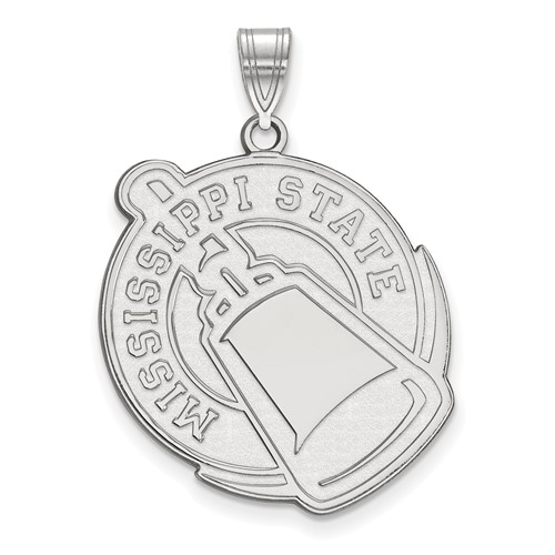 Sterling Silver 1in Mississippi State University Cowbell Pendant