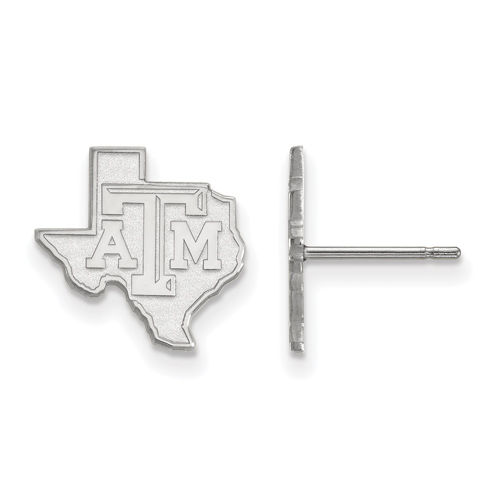 Sterling Silver Texas A&M University State Outline Small Post Earrings
